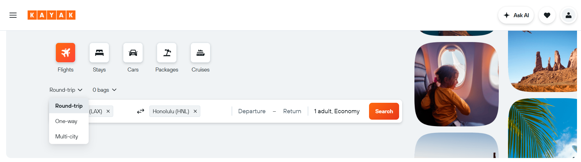 kayak flight selection