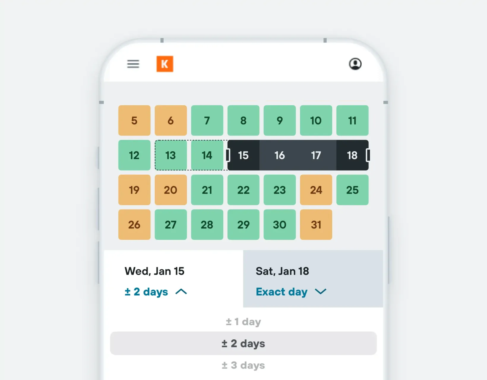 kayak price calendar