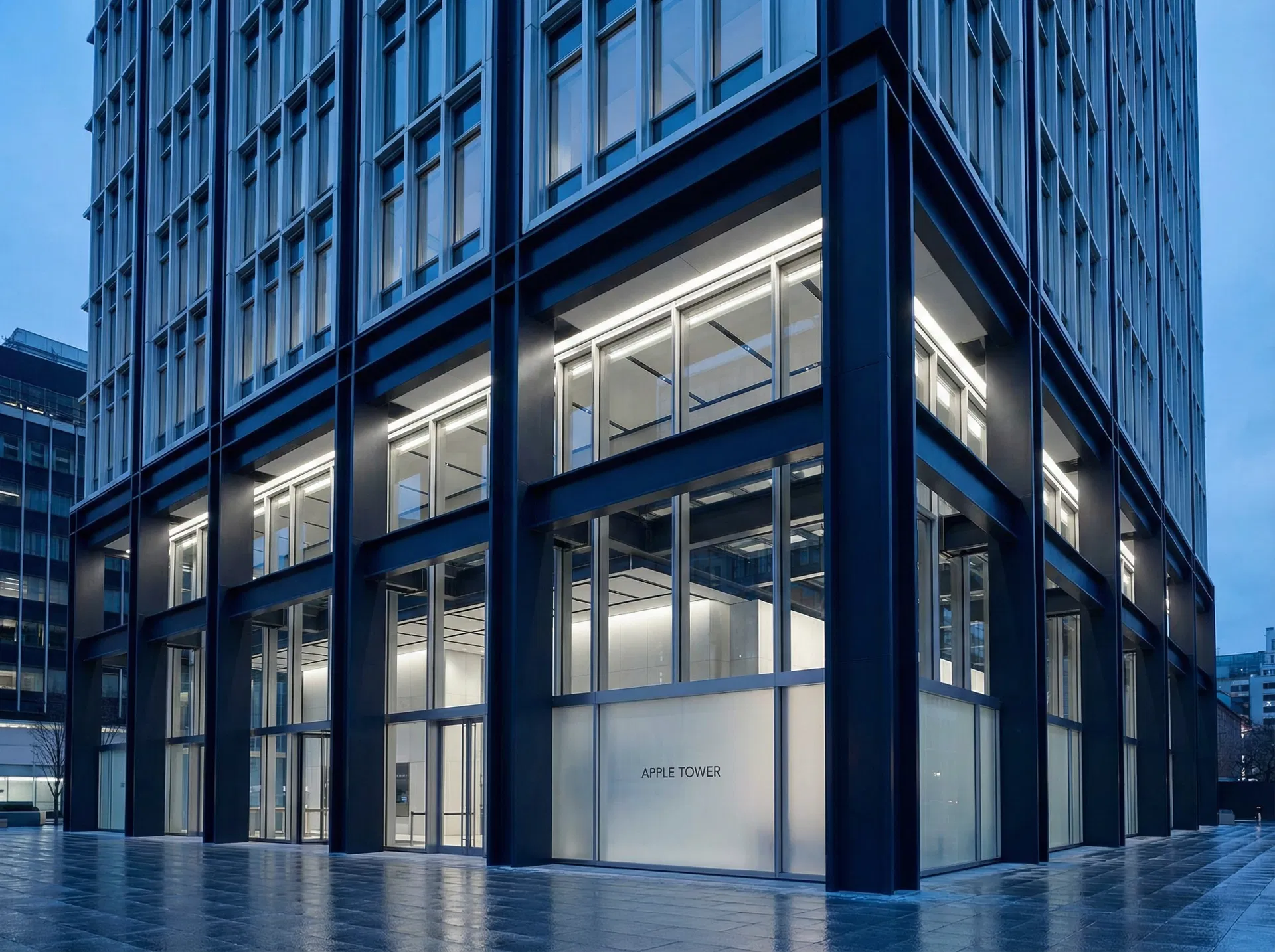 Modern architectural steel and glass framework