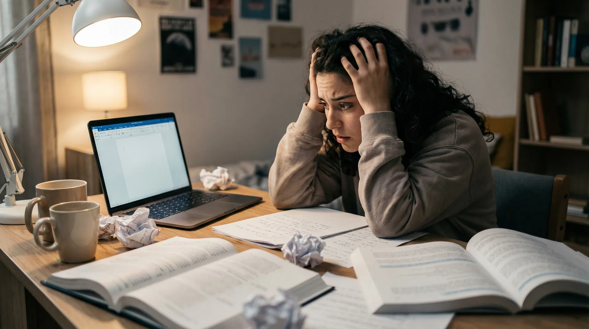 Estudiante frustrado estudiando para Cambridge