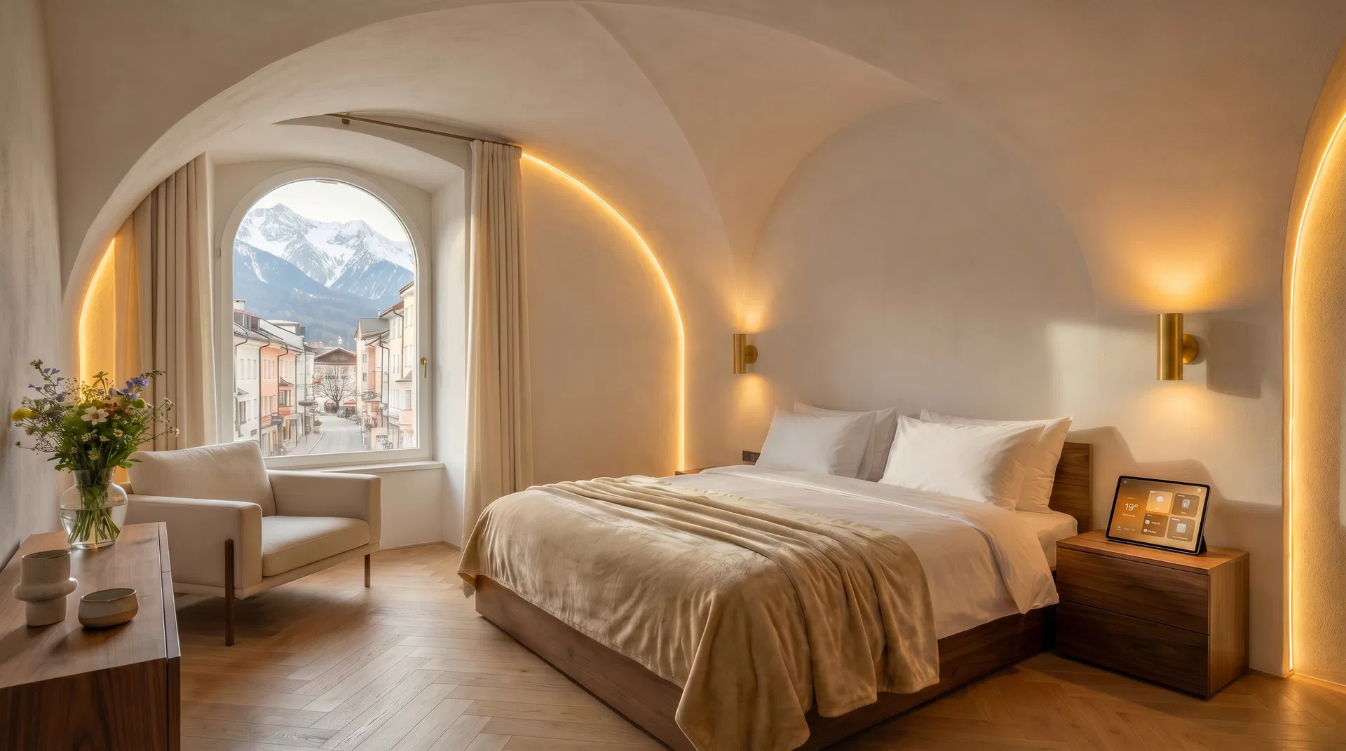 PLANER'S Classic Zimmer mit Gewölbe und Bergblick