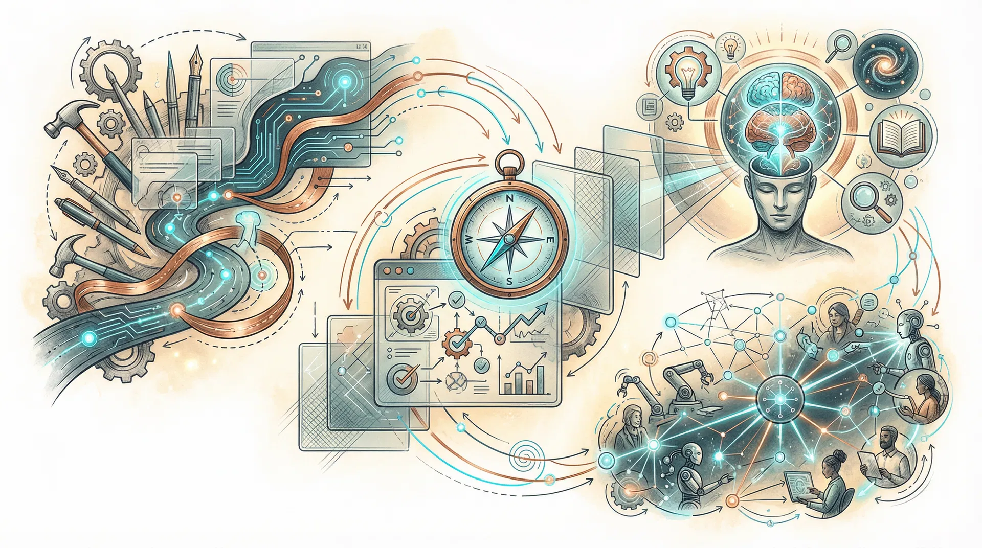 Illustrated map of the four AI integration jobs