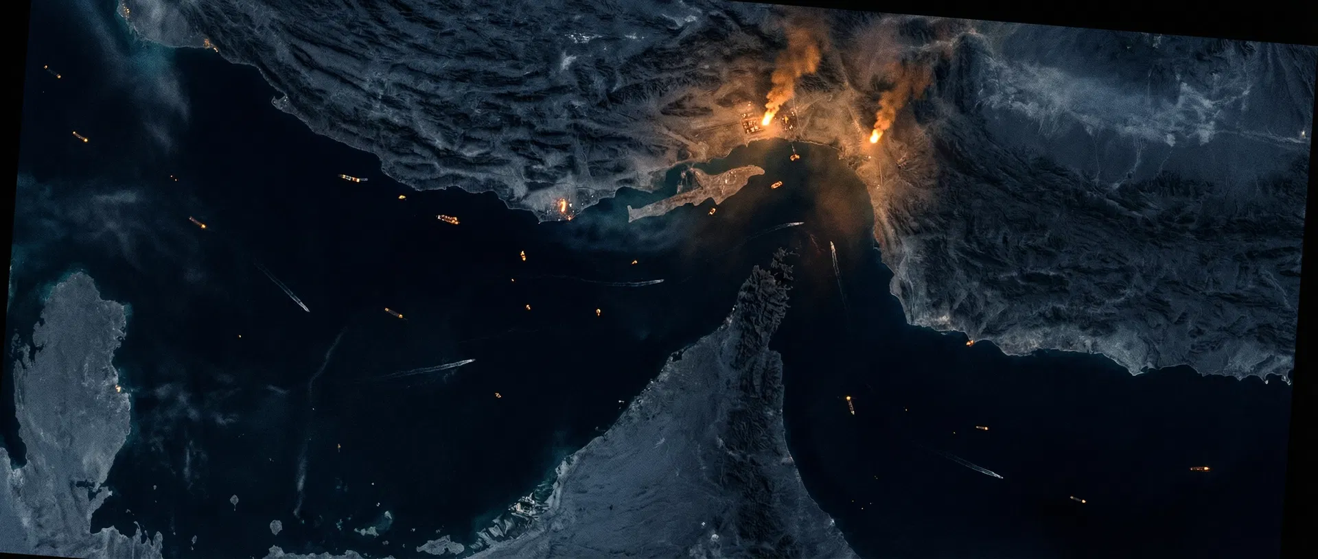 Satellite view of the Strait of Hormuz during the 2026 crisis