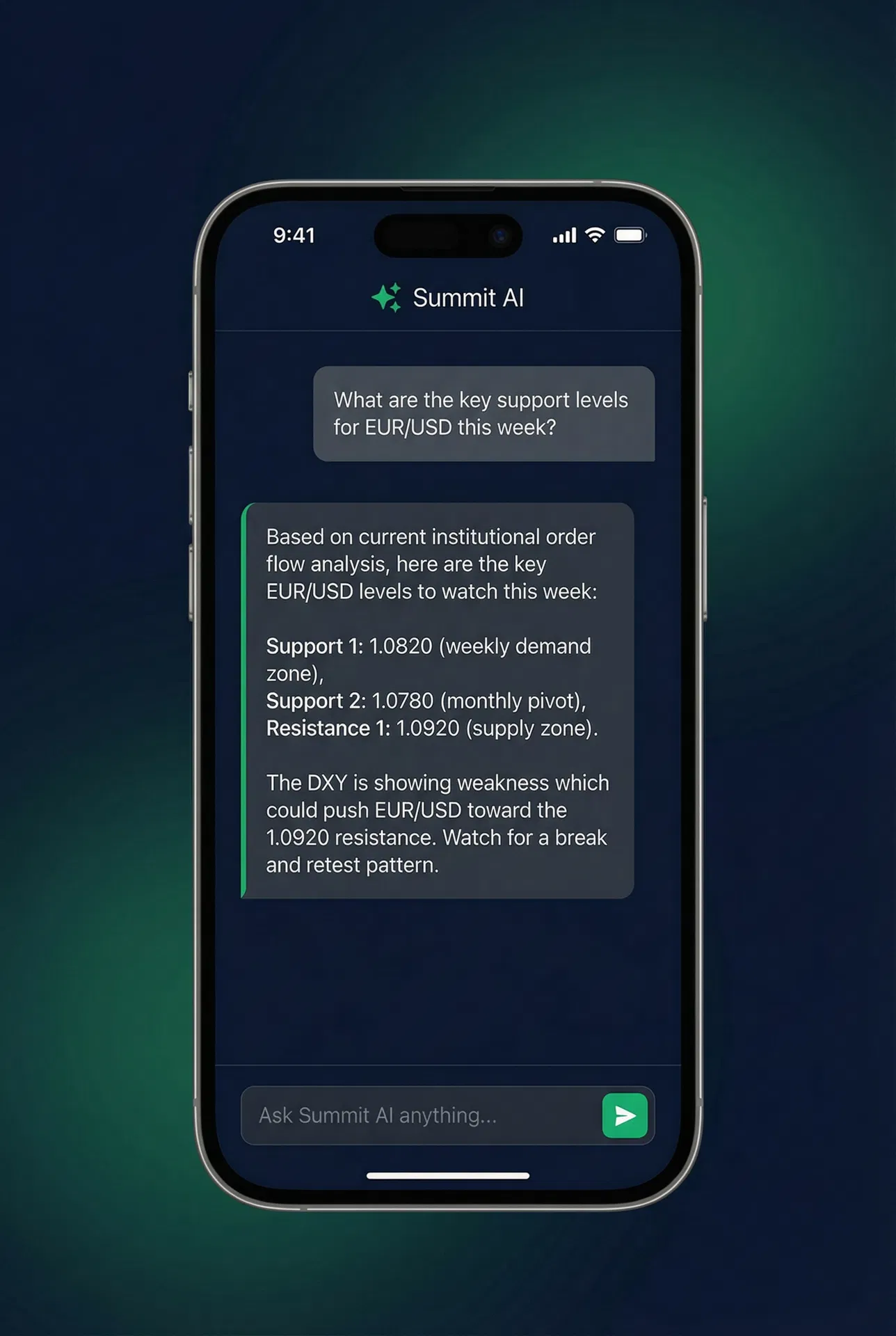 Summit AI trading assistant interface