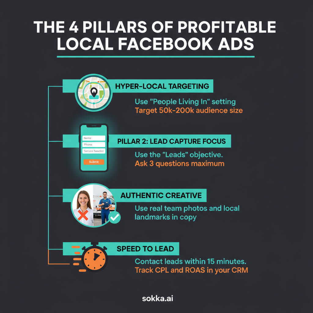 Infographic: Facebook Ads for Local Businesses: A Complete Guide to Local Advertising Success - Visual guide showing facebook ads and local advertising strategies for business growth