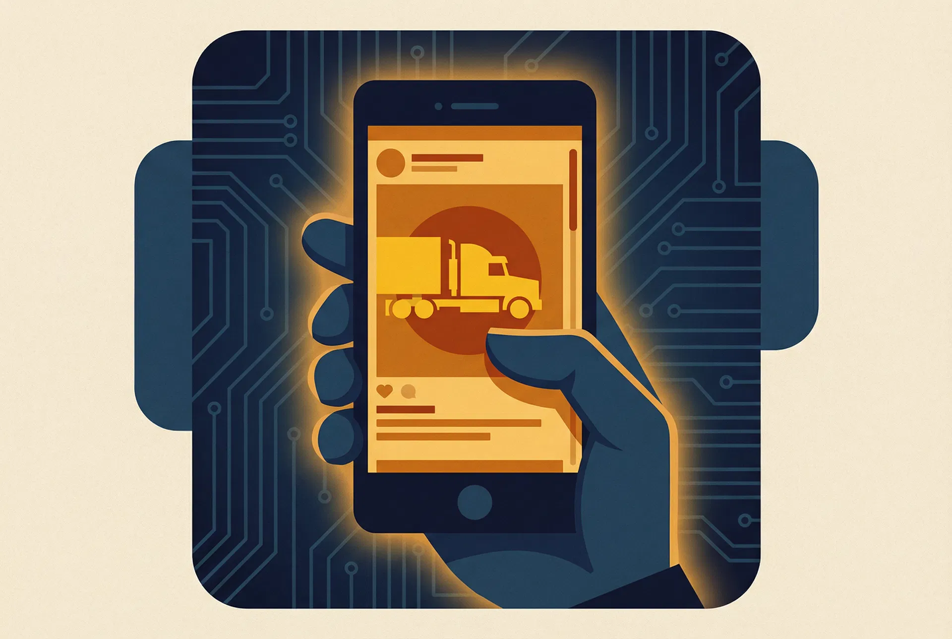 Phone showing a trucking ad on social media