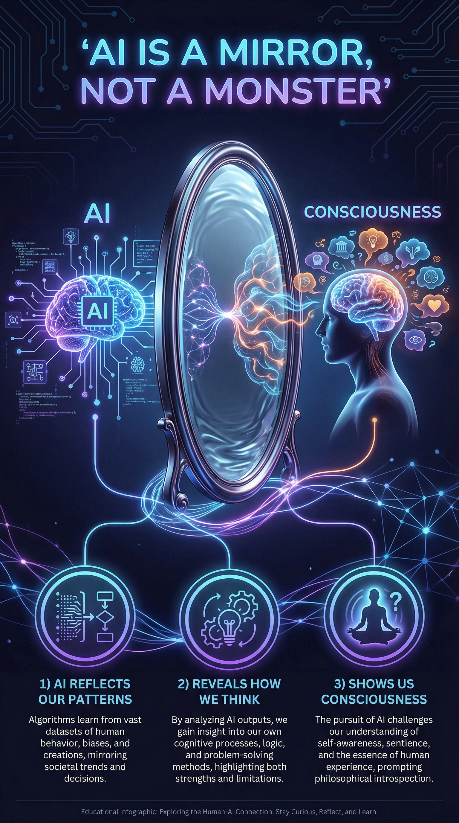Infographic for AI is a Mirror, Not a Monster