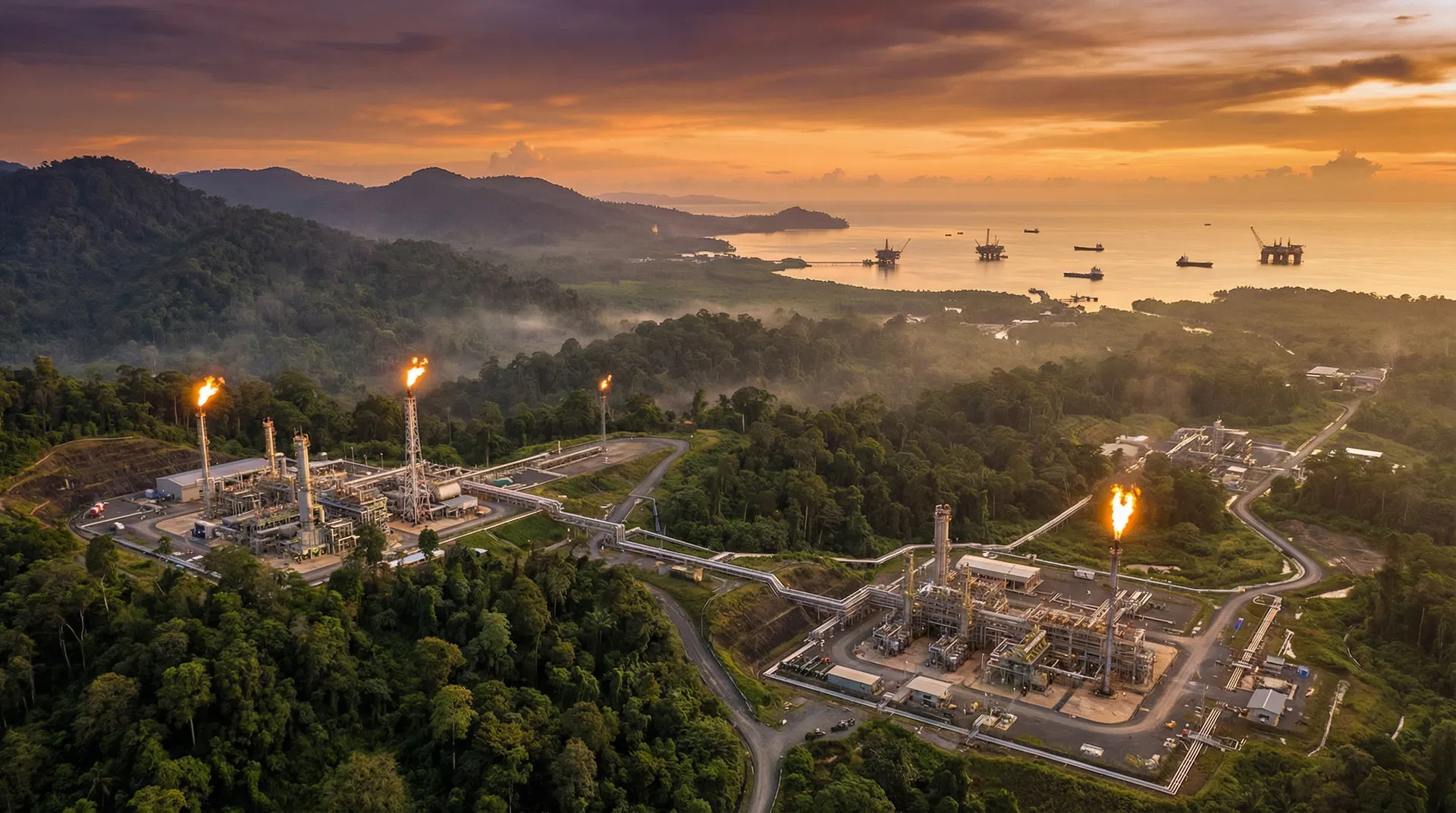 Aerial view of PNG petroleum license areas representing TPEL's portfolio of gas assets