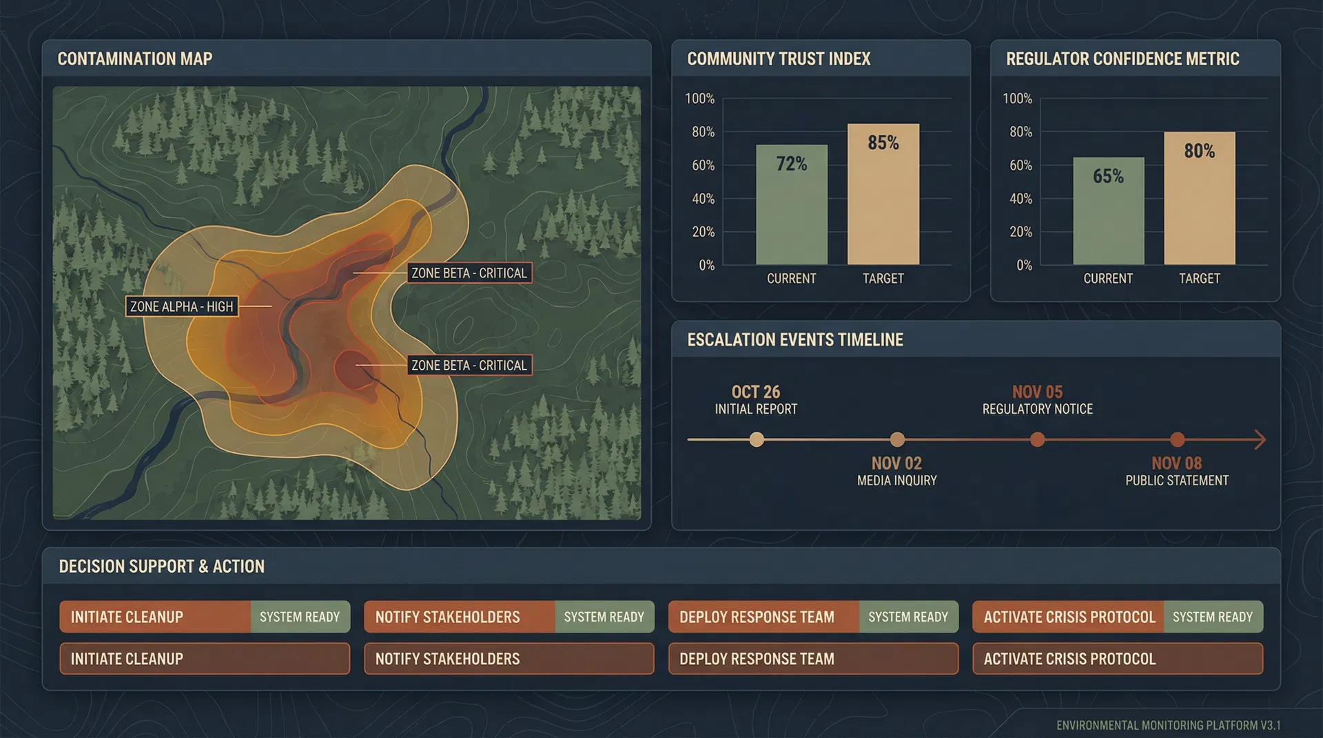 EnviroSim simulation dashboard