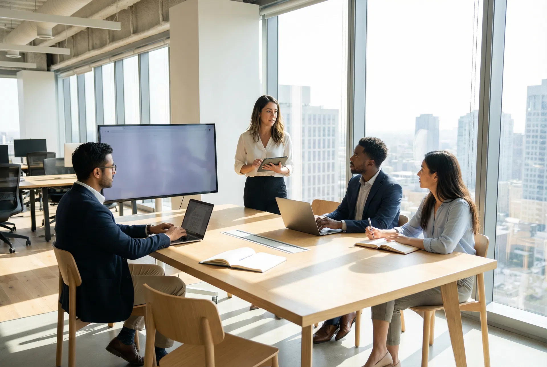 PR agency team in strategy meeting