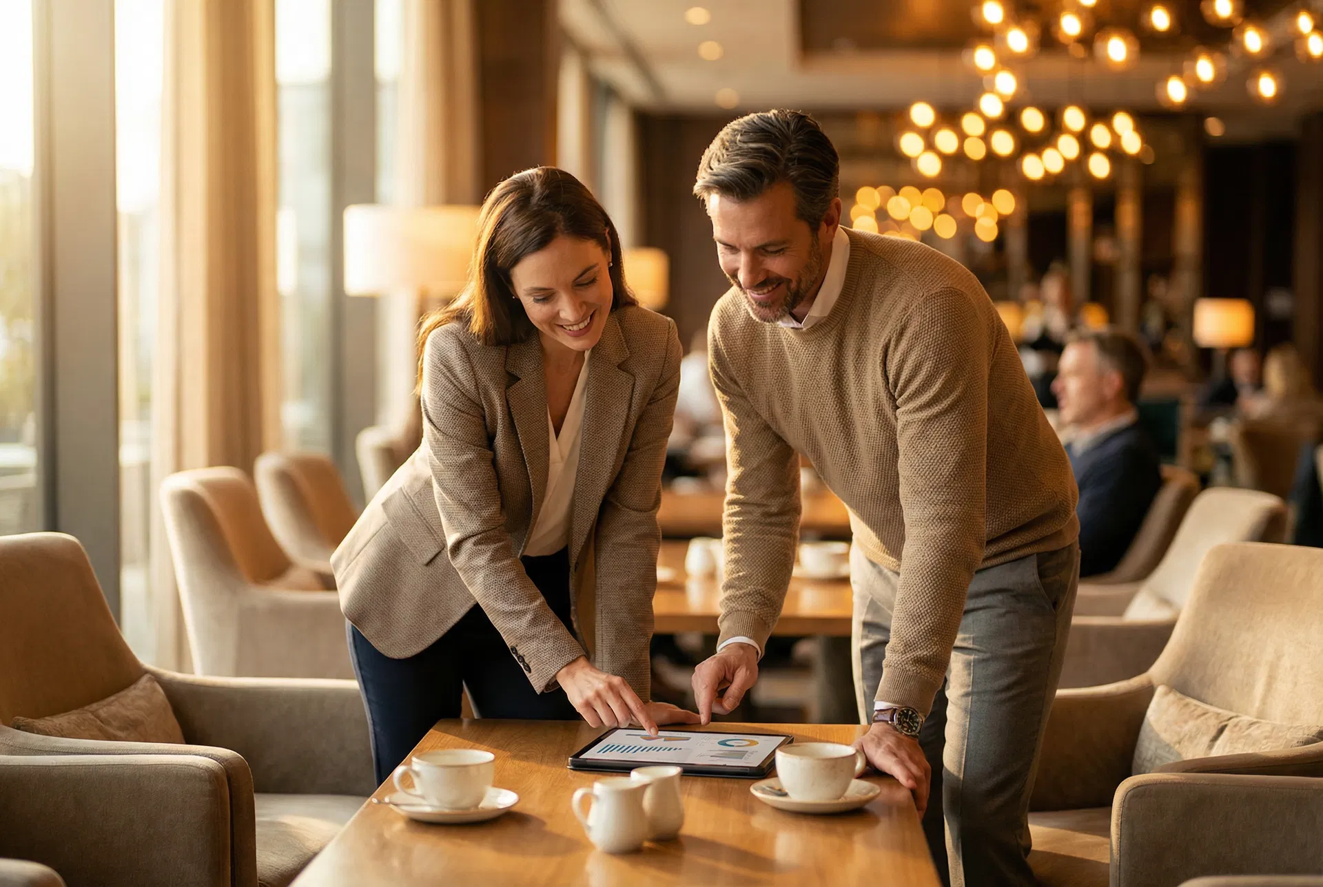 Agency account manager reviewing results with client
