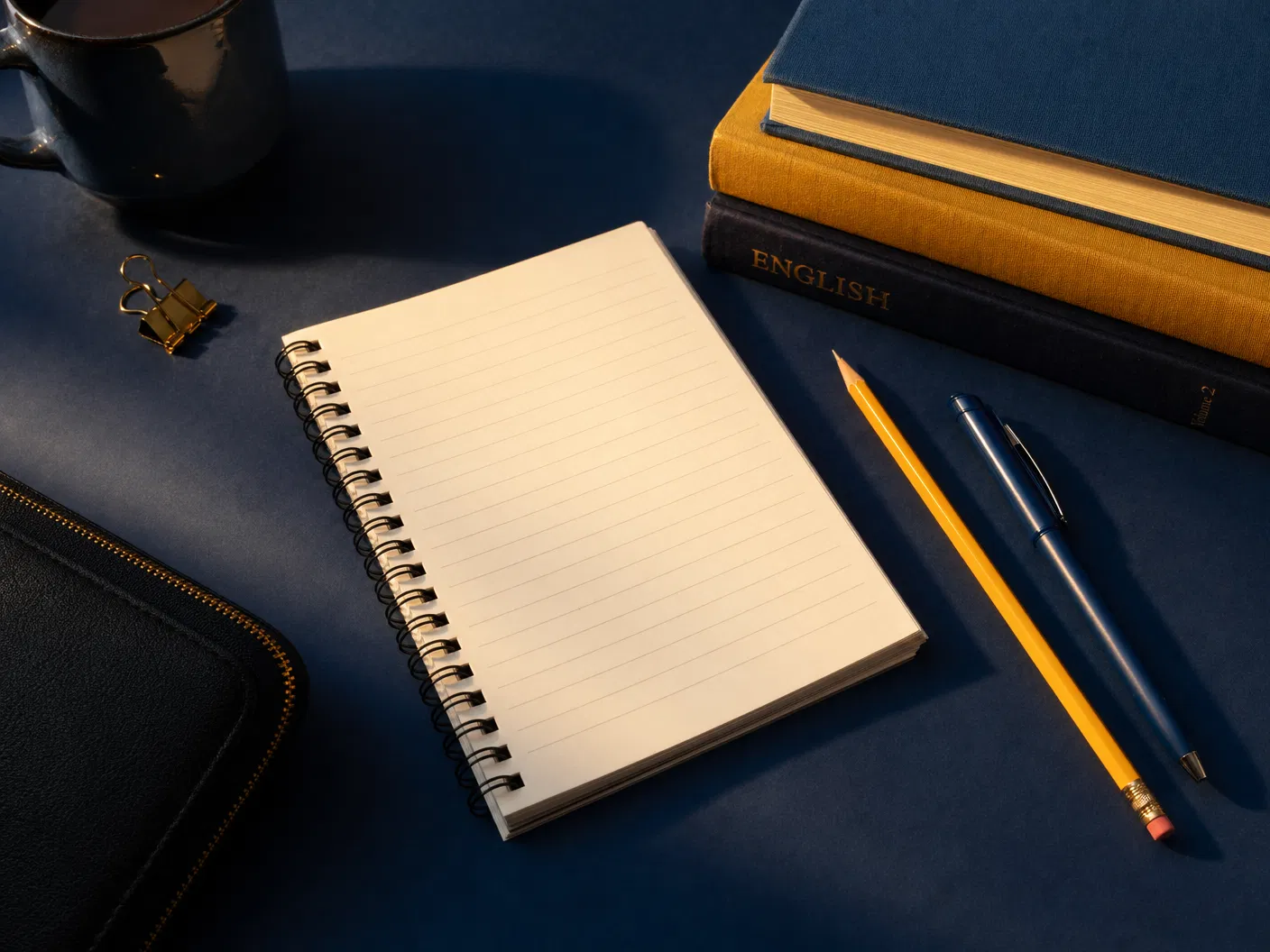 Essential student supplies: notebook, pencil, and pen