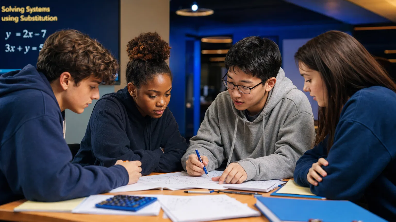 Students working together in a small group tutoring session