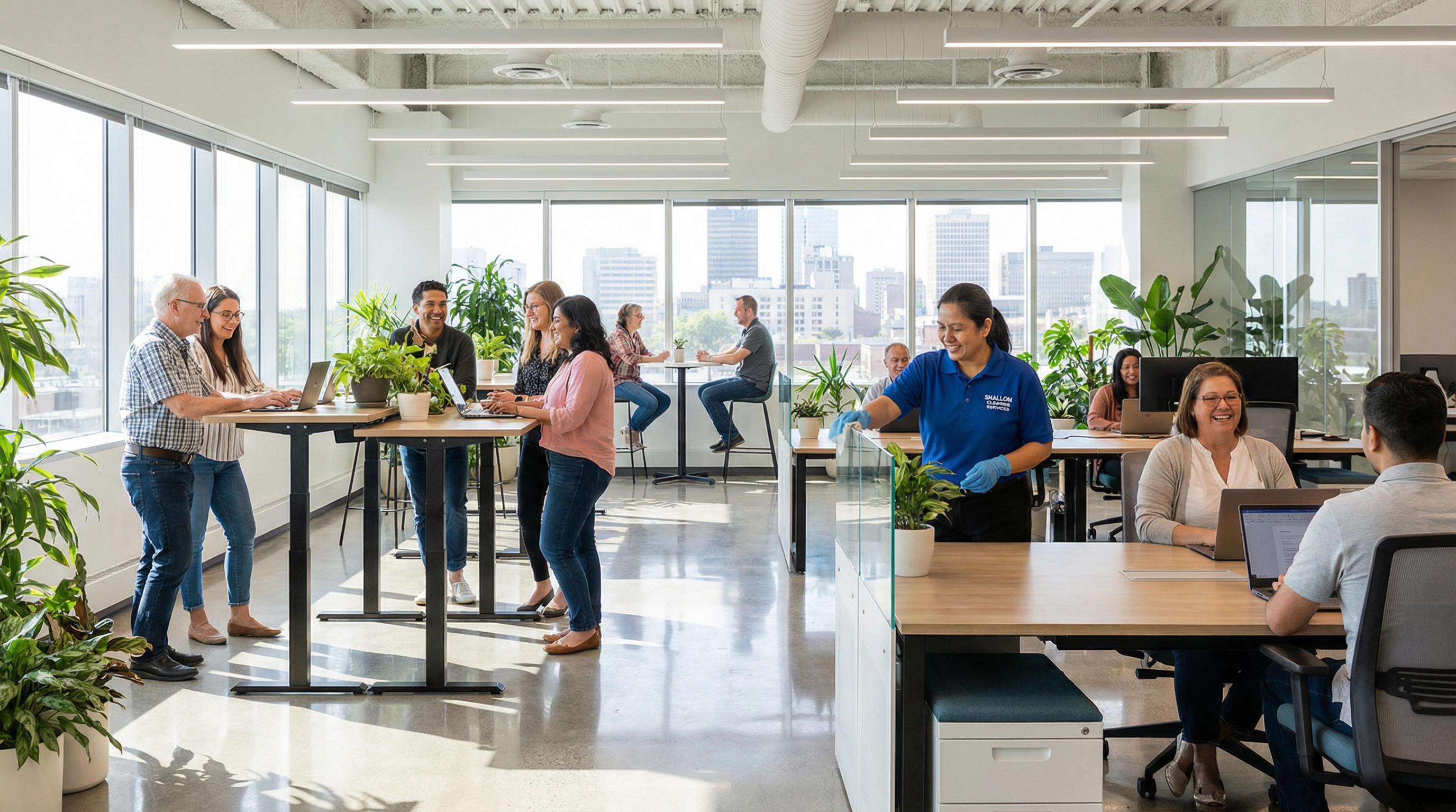 Shallom Cleaning Services cleaner with Health Canada approved disinfectants following Winnipeg commercial cleaning compliance standards