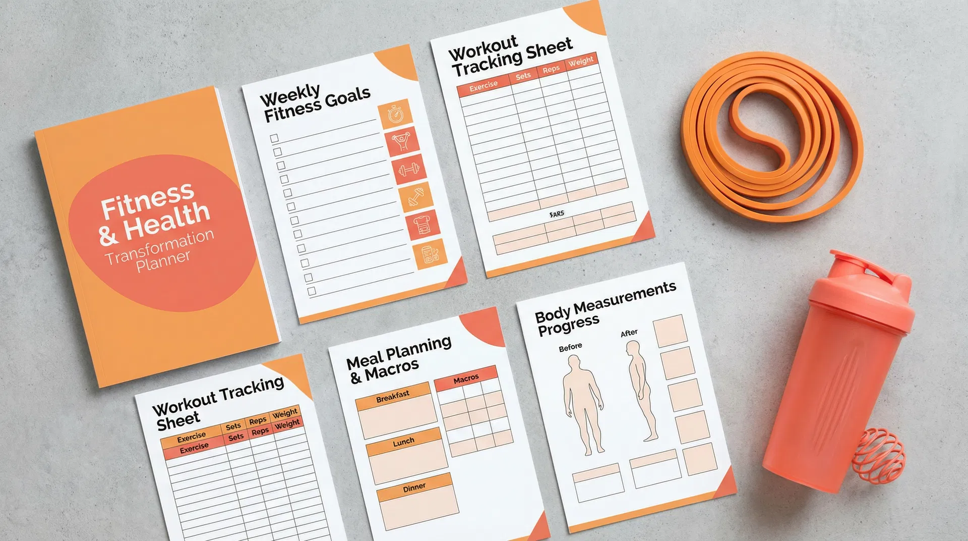 Fitness & Health Transformation Planner - Inside Pages