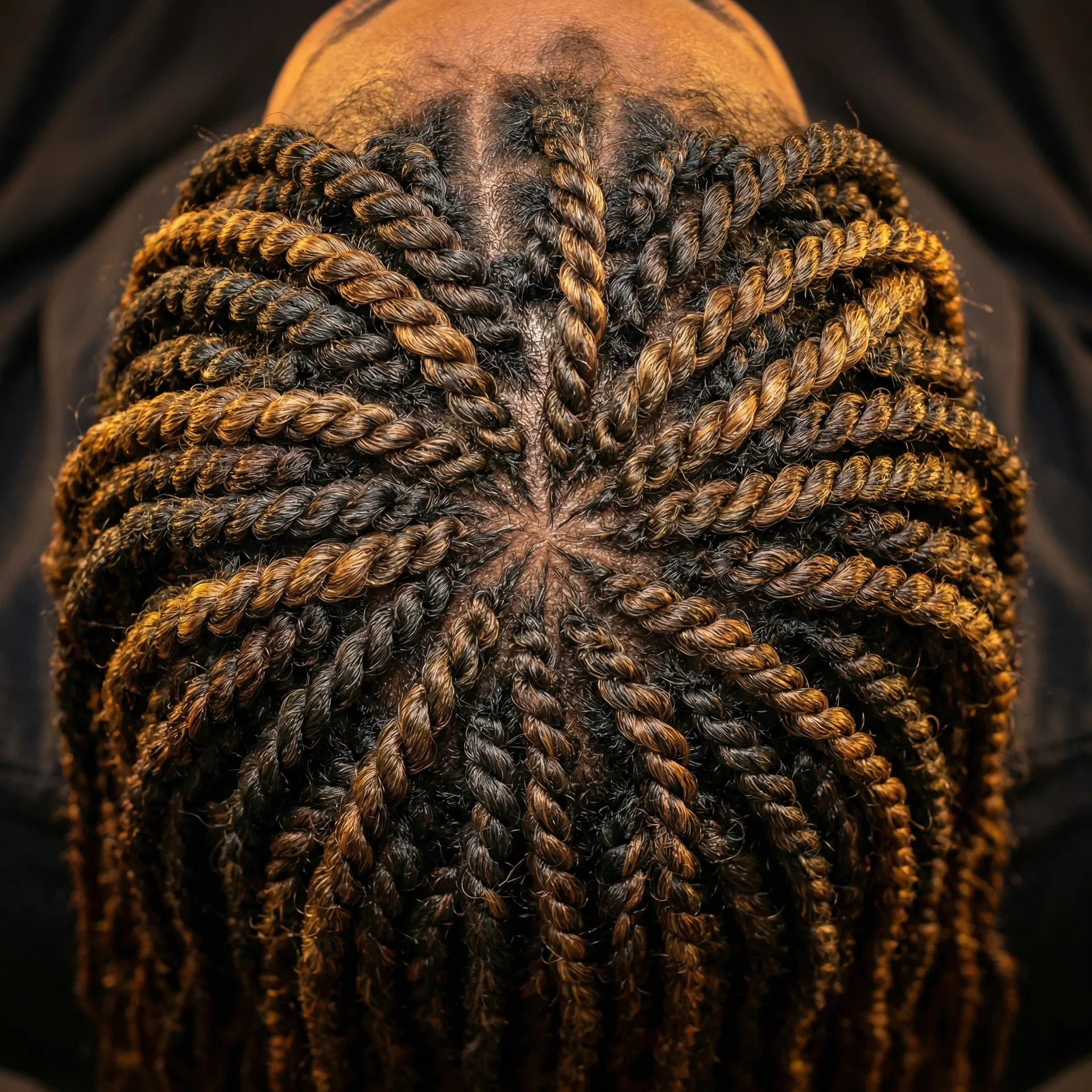 Overhead aerial view of Senegalese Twists