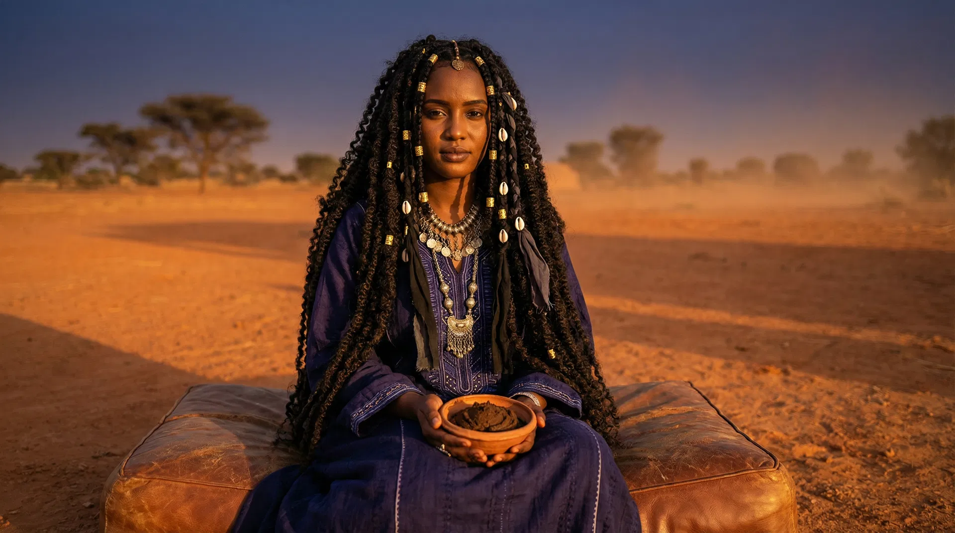 Basara Arab woman from Chad holding Chébé powder