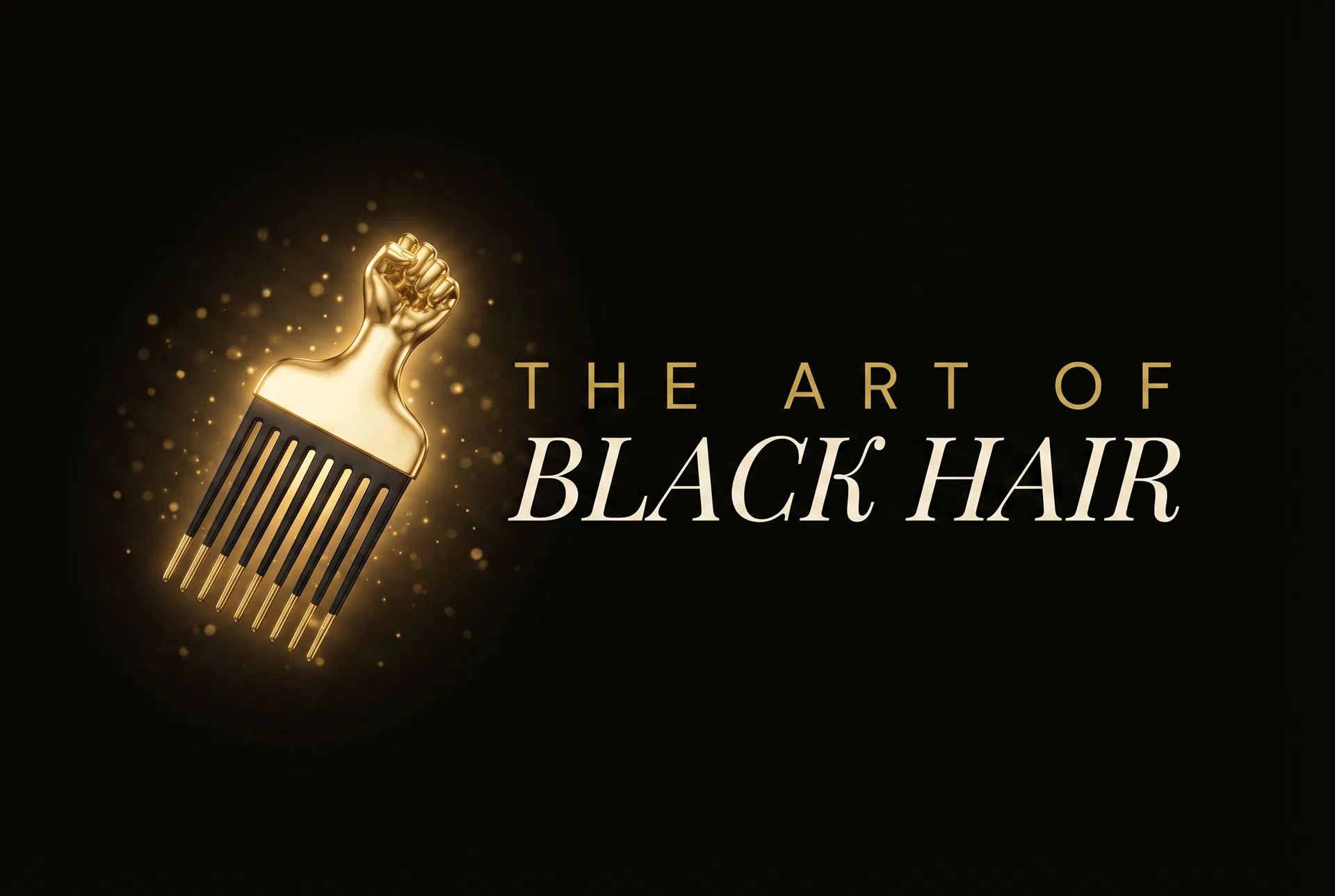 The Art of Black Hair — Gold fist-handle afro pick logo
