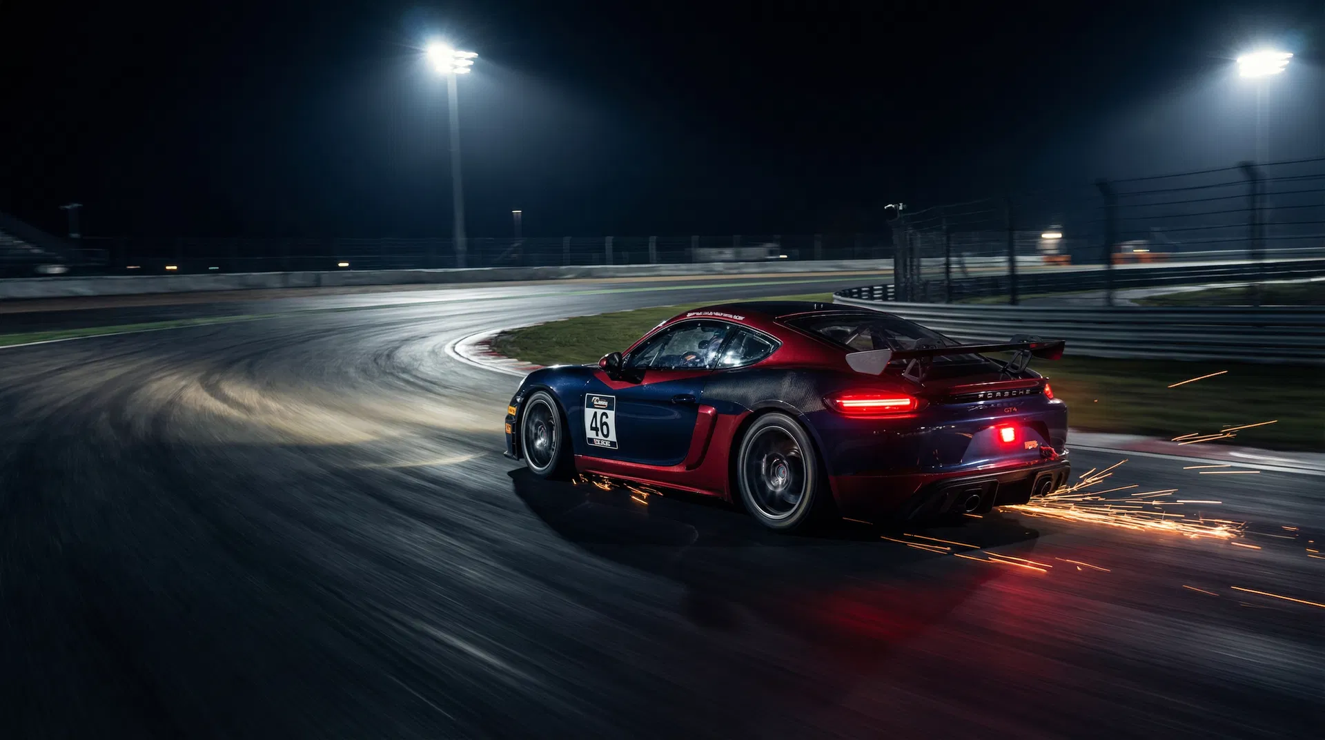 Jensen Shearer #46 racing at night