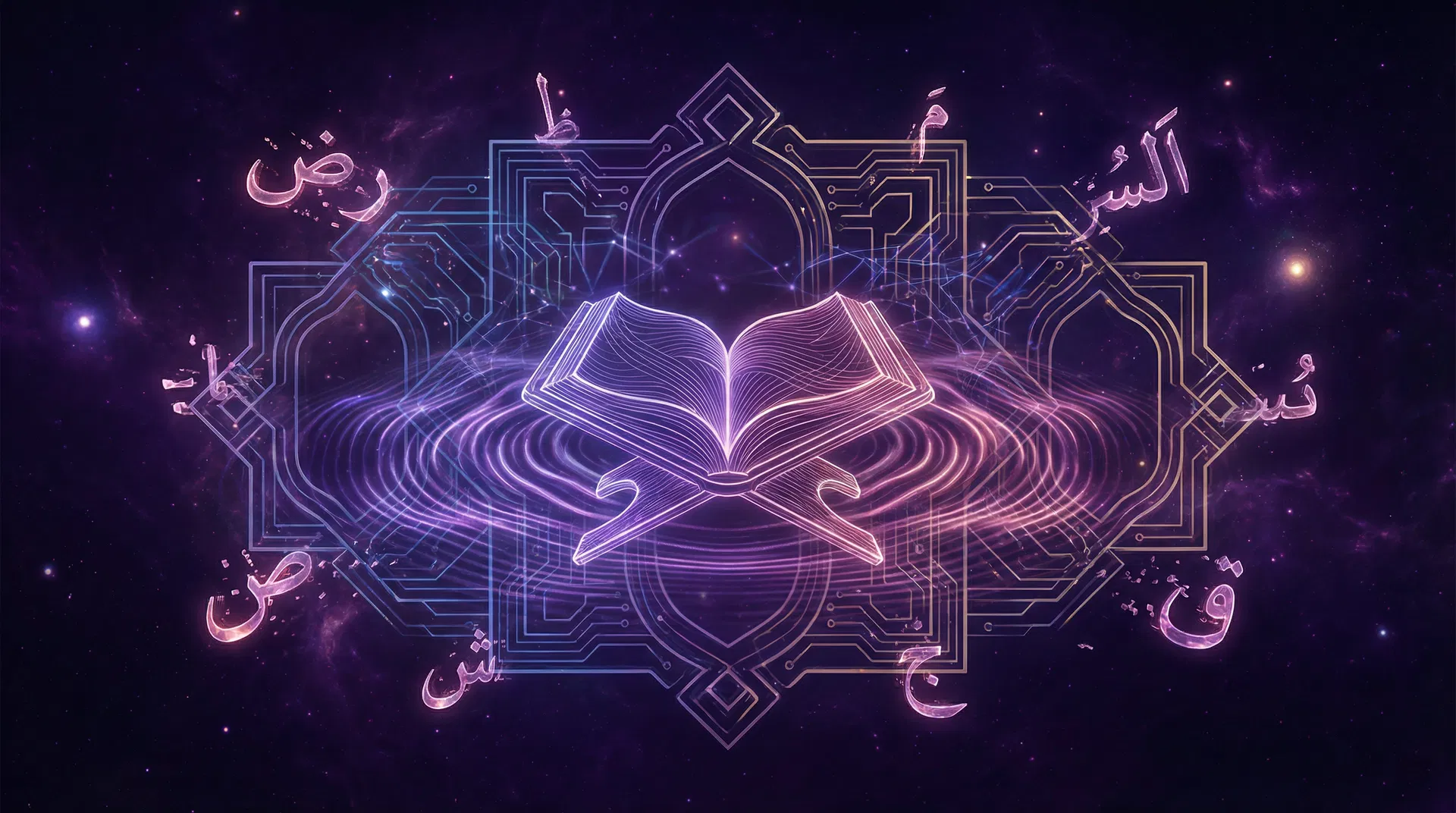 خلفية قرآنية تقنية - مؤتمر الذكاء الاصطناعي والتقنية في خدمة القرآن الكريم