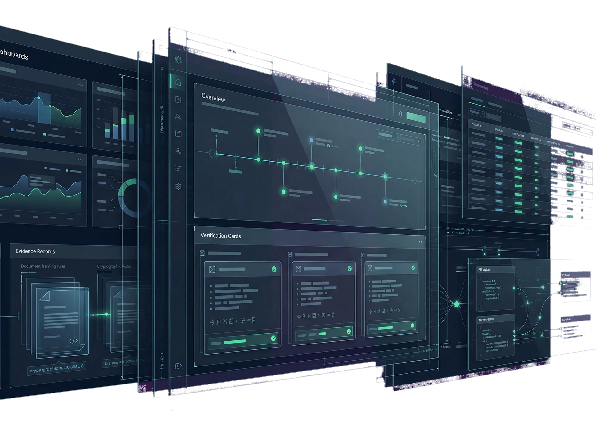 Conceptual OMINEX verification dashboard illustration