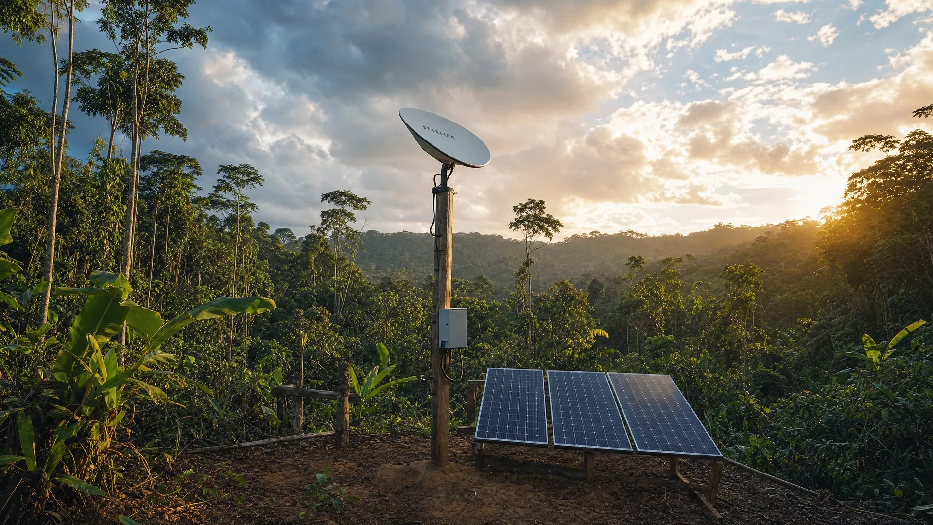 Starlink y paneles solares en la Amazonía