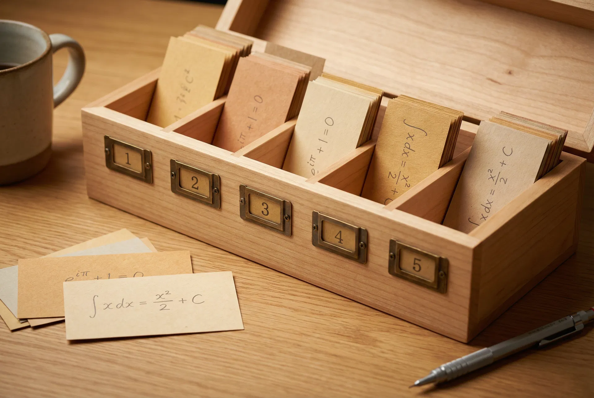 Spaced repetition card box system