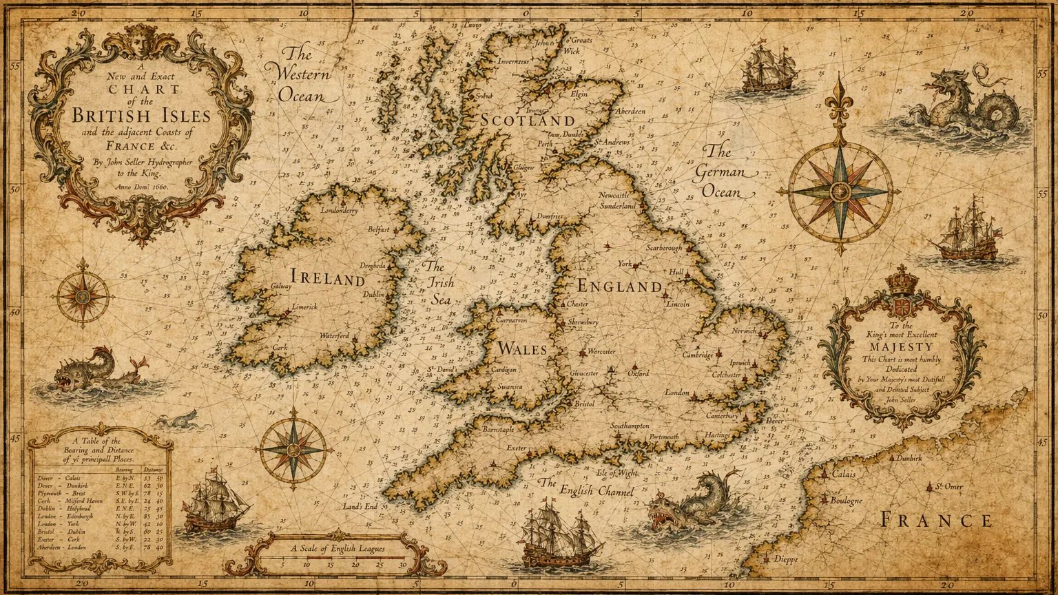 Vintage map of the British Isles