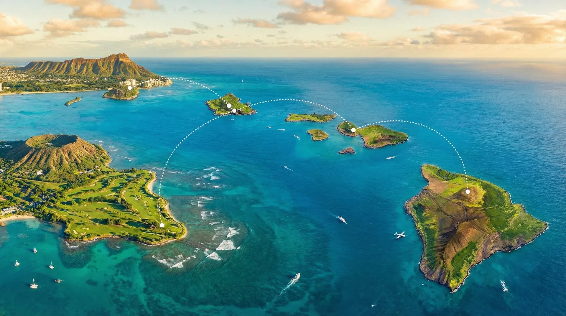 A golfer teeing off on a beautiful Hawaiian golf course with ocean views