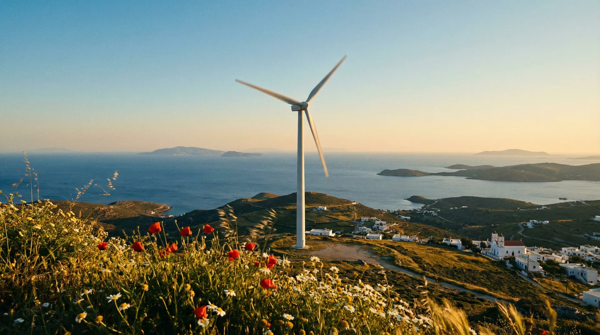 Wind Turbines on Greek Island