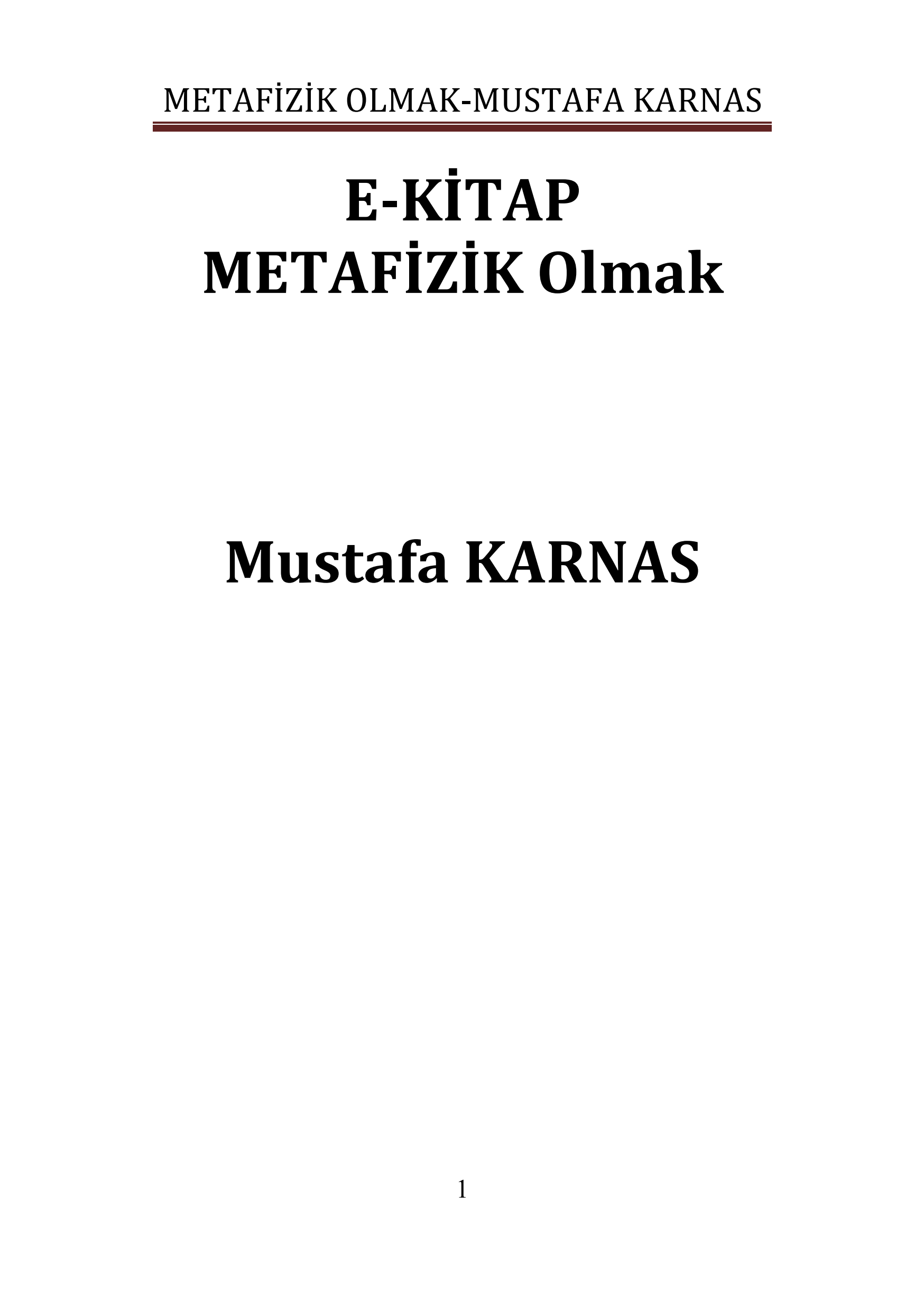 Metafizik Olmak