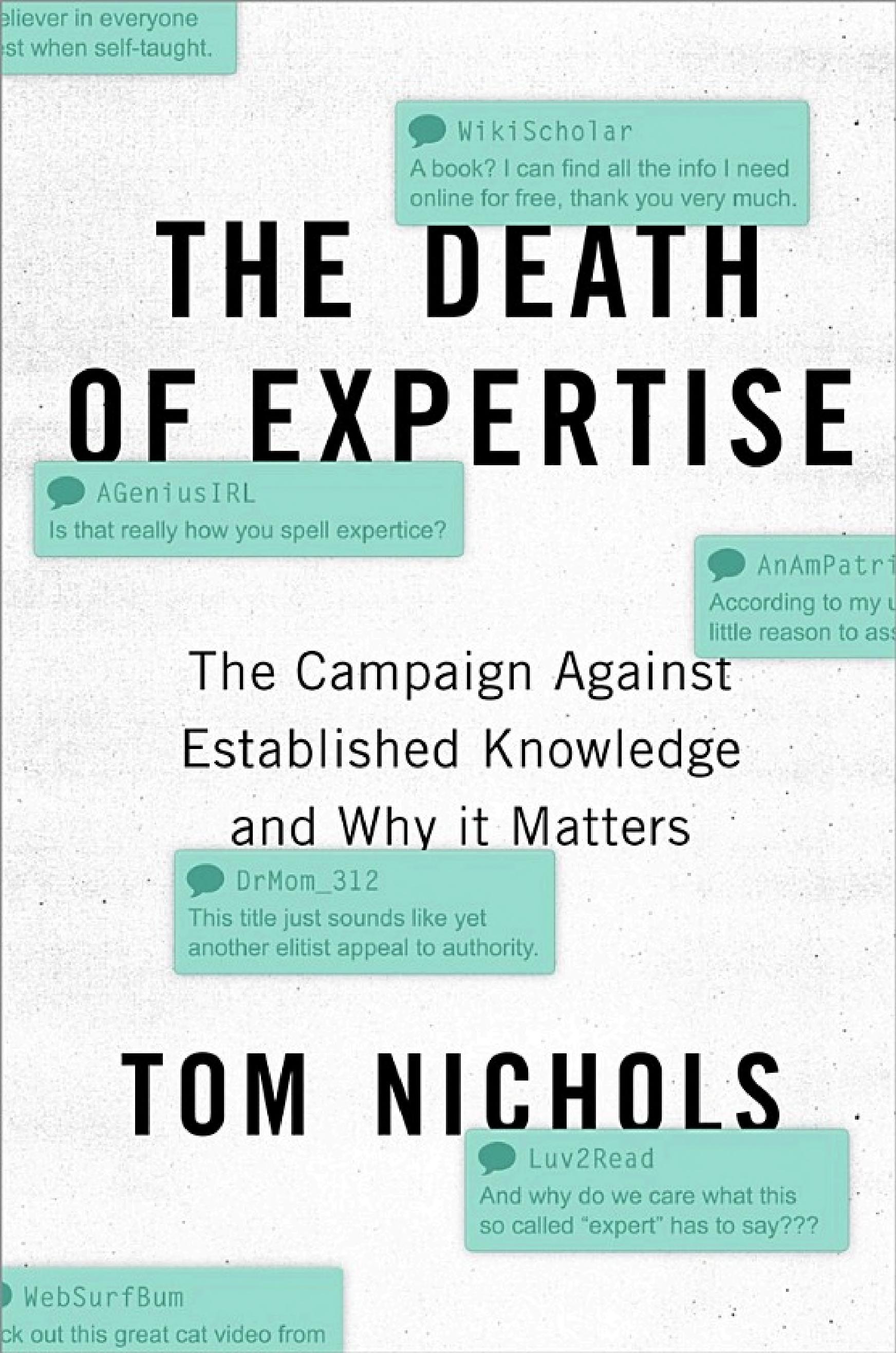 The Death of Expertise by Tom Nichols — book cover