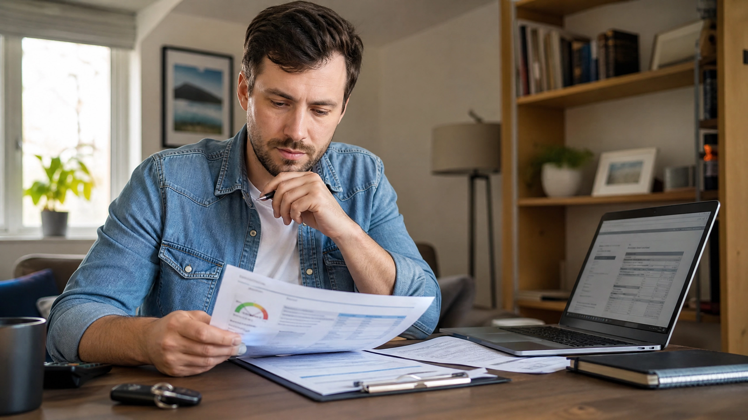 Person reviewing car financing options and credit score in Canada