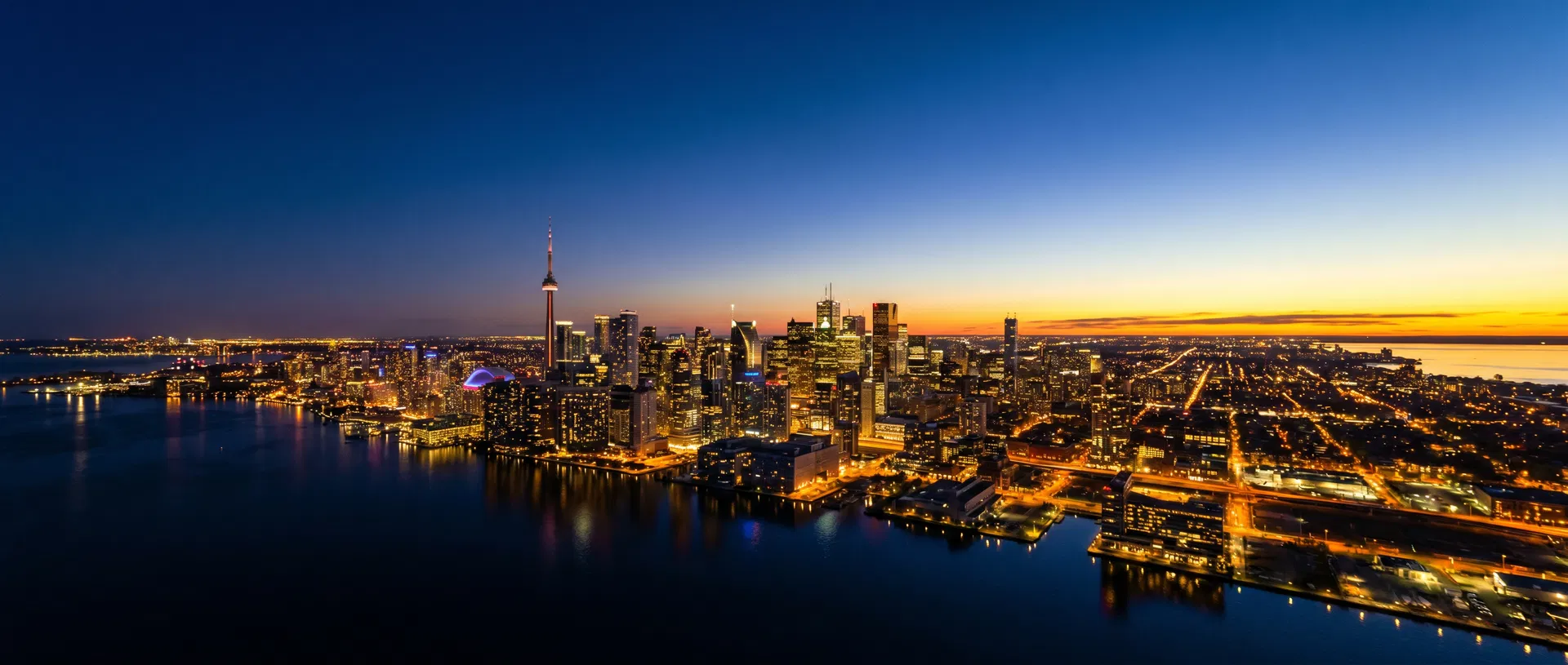 Toronto skyline at dusk