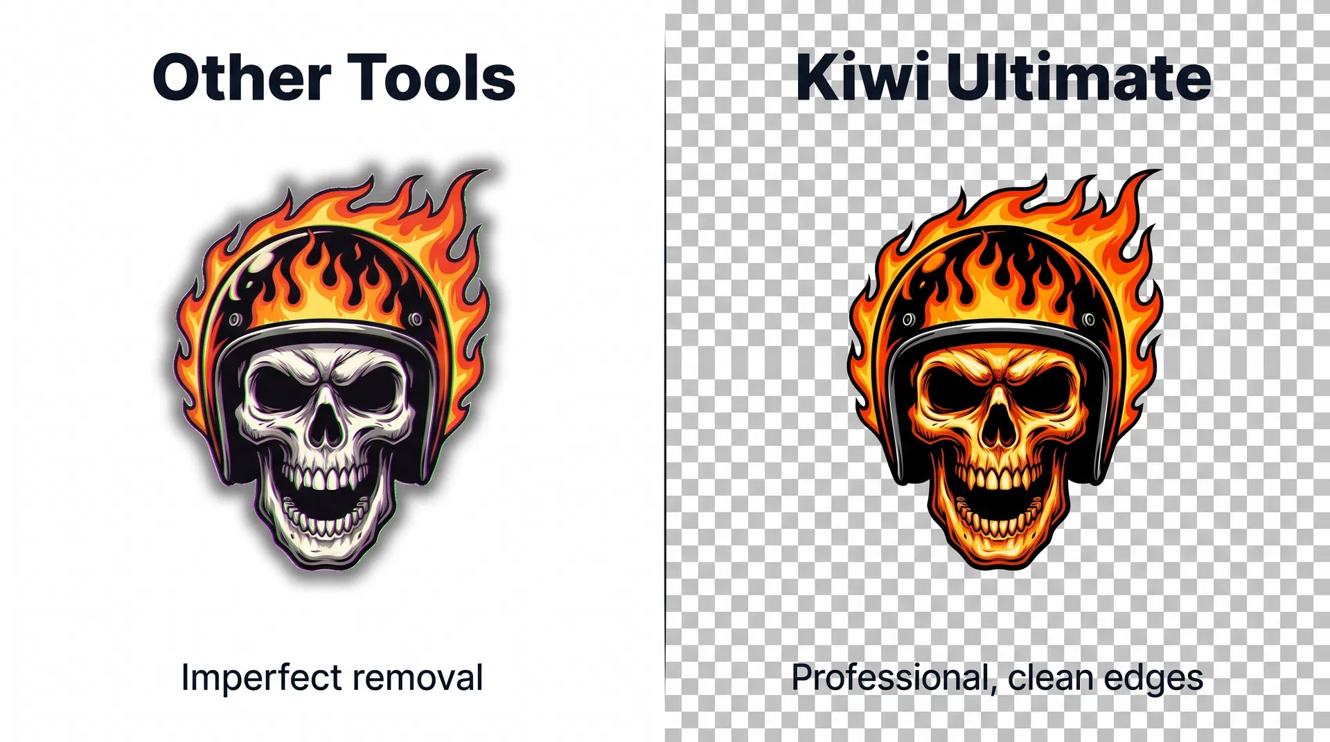 Before/After: Flaming Skull Design