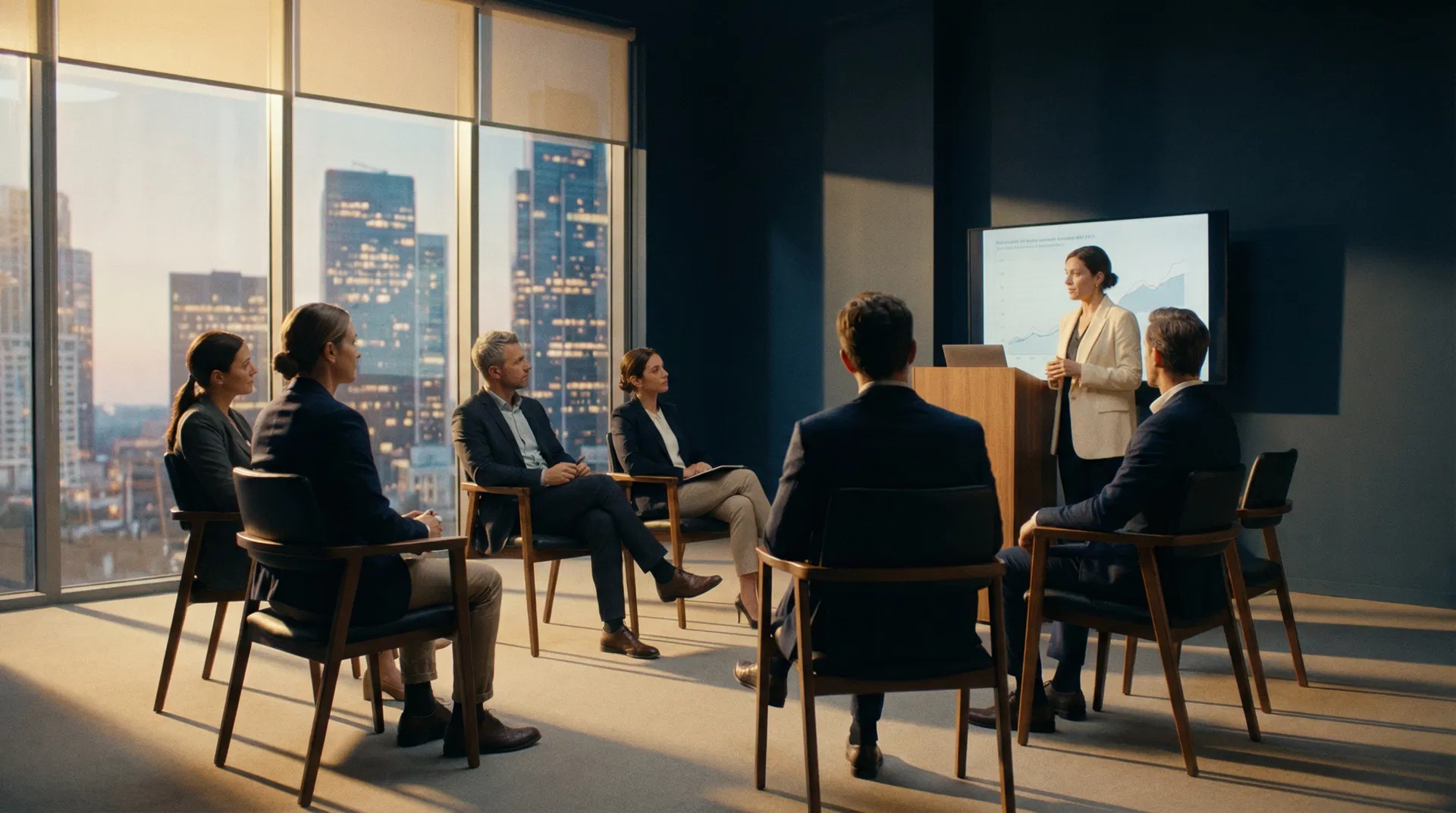 Professional masterclass session in modern conference room