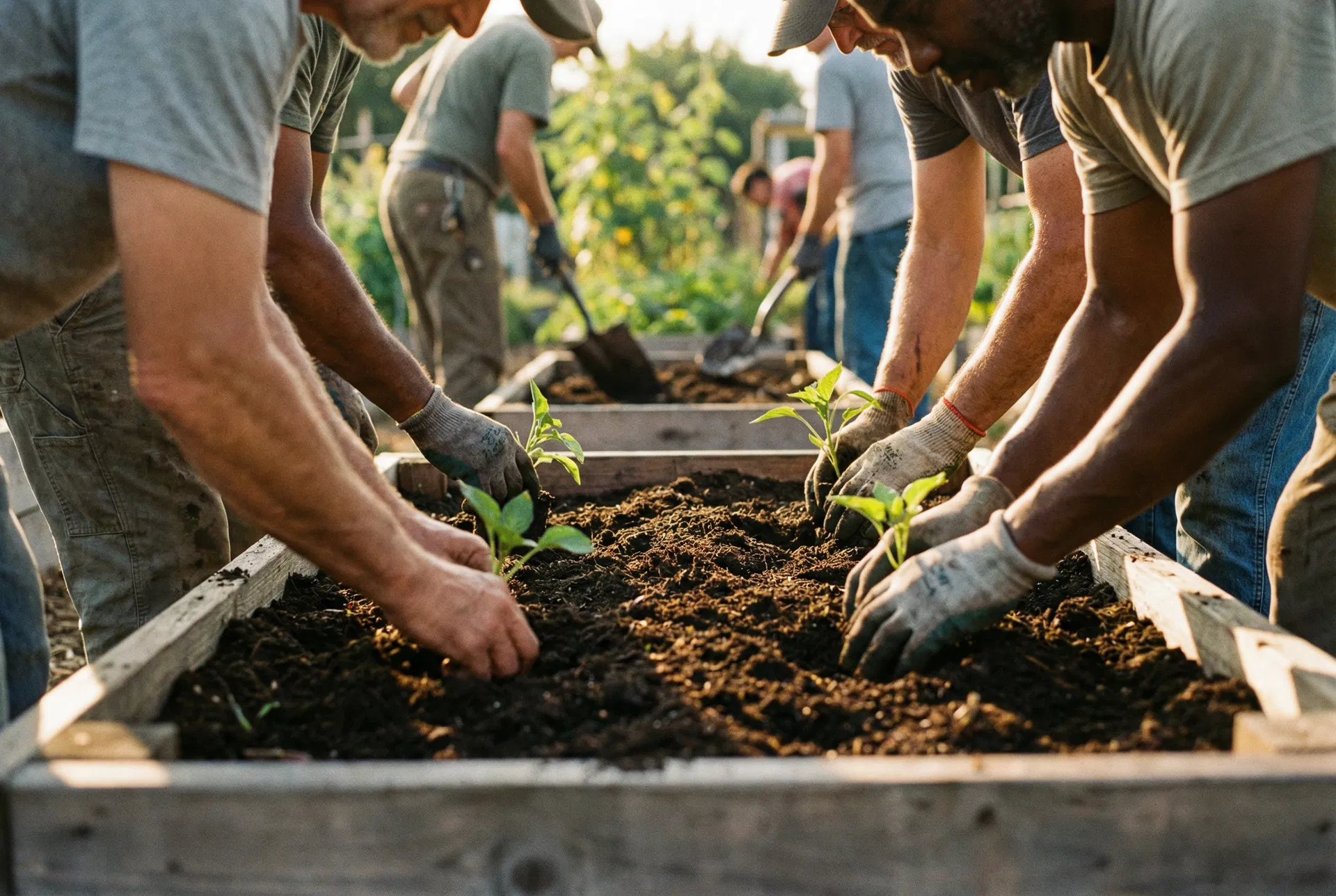 Community members working in a FarmBlock garden