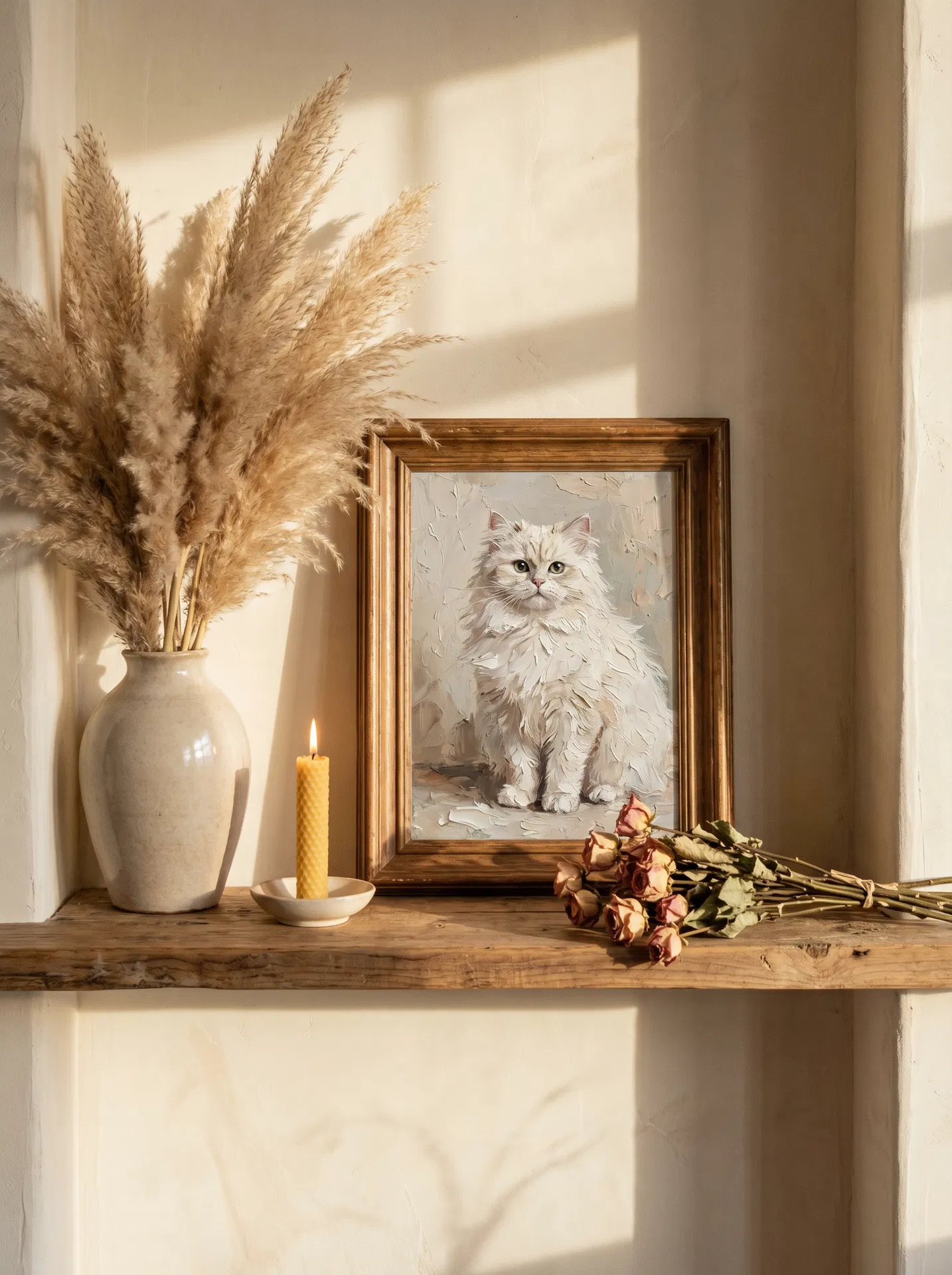 Framed pet portrait display