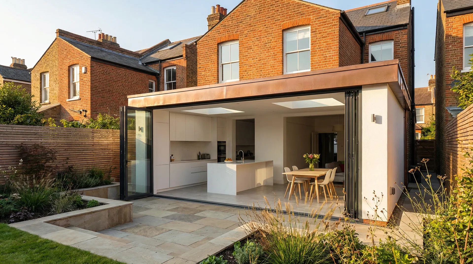 Modern rear house extension with bi-fold doors in London