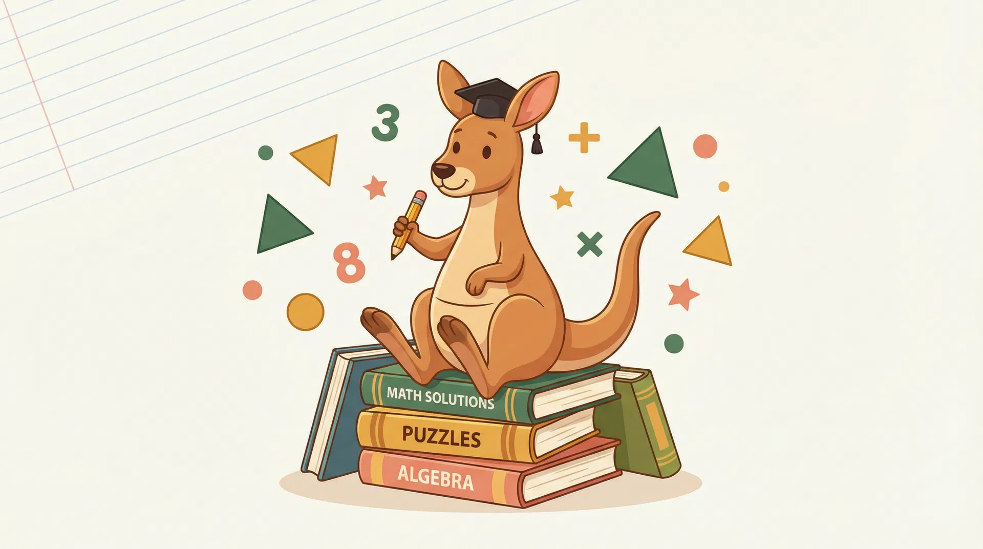 Känguru mascot with math books