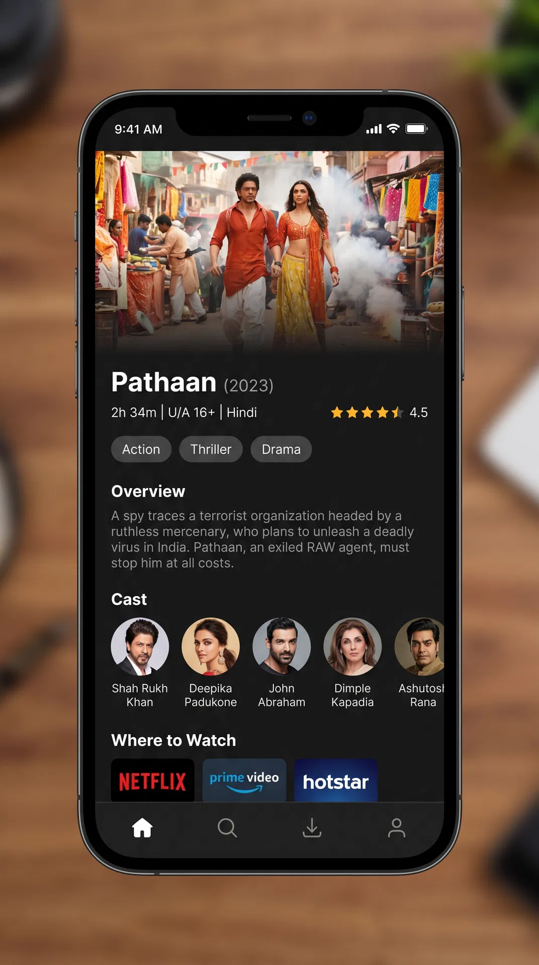 DesiFlix Movie Detail Screen