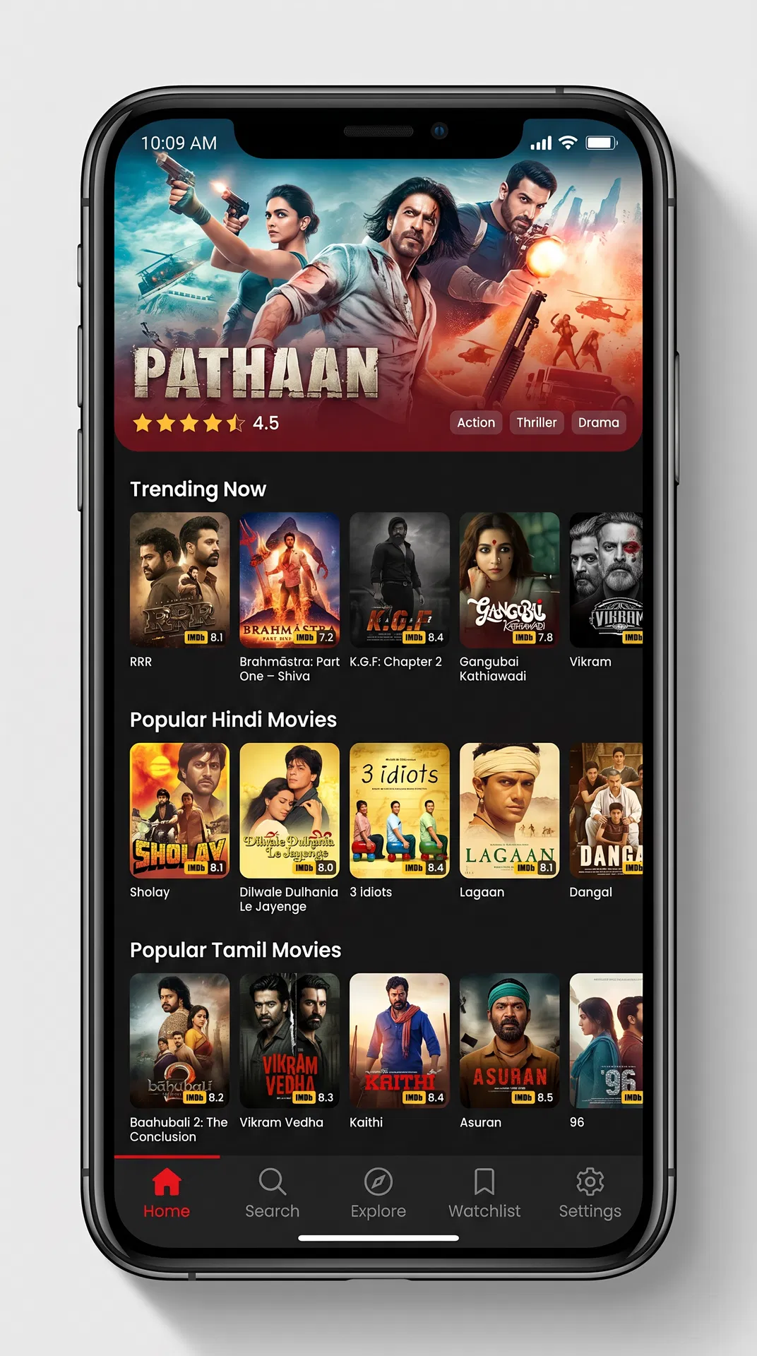 DesiFlix Home Screen
