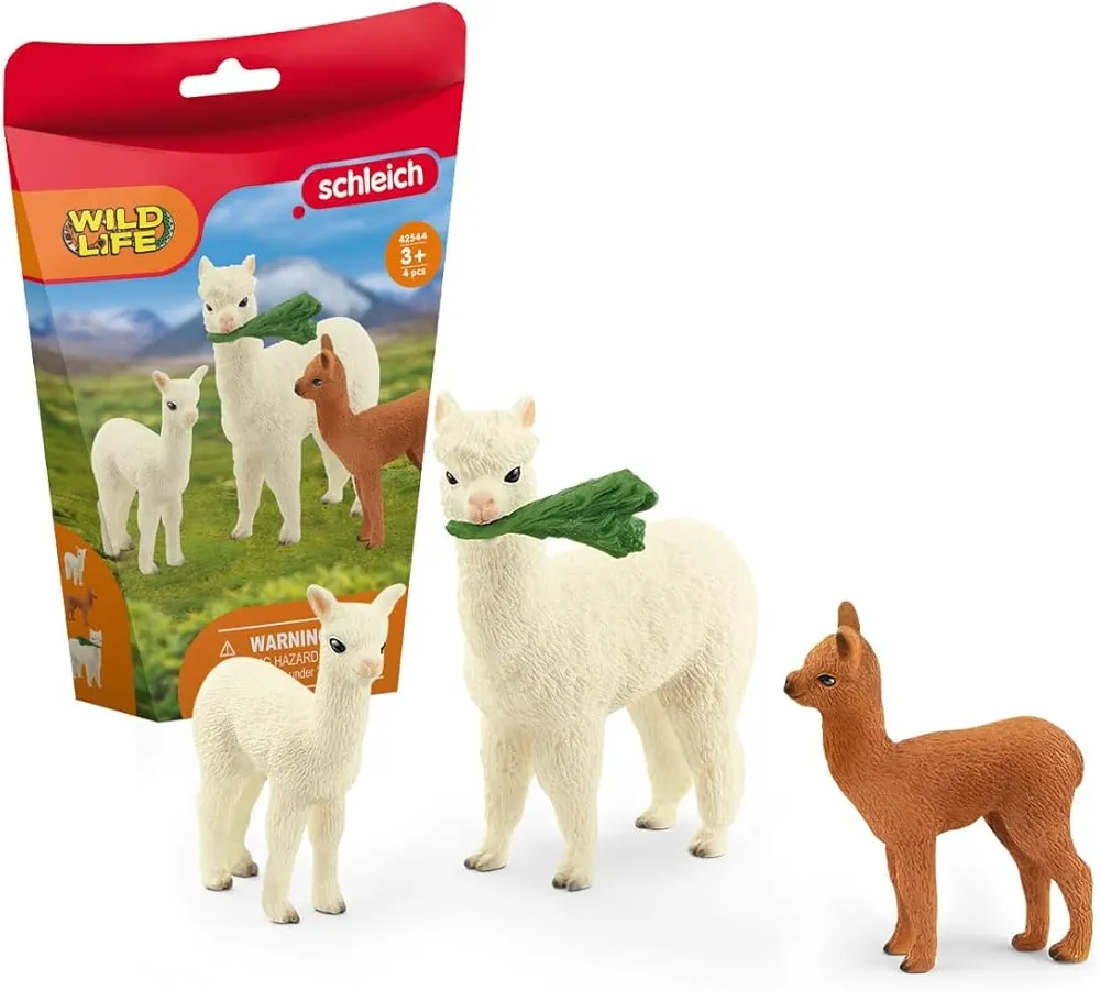 Schleich WILD Life 42544 alpakacsalád – részletes állatfigura készlet – 4 részes – 3+ éveseknek