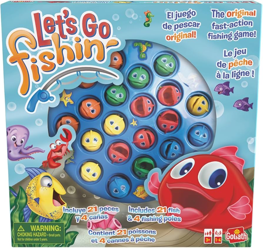 Goliath Let's Go Fishin' Original – pecás ügyességi játék – 21 hal + 4 bot – 1–4 játékos – 3+