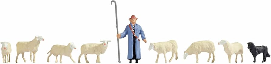 NOCH 36827 – juhok és juhász – kézzel festett figurák N méretarányú modellvasúthoz