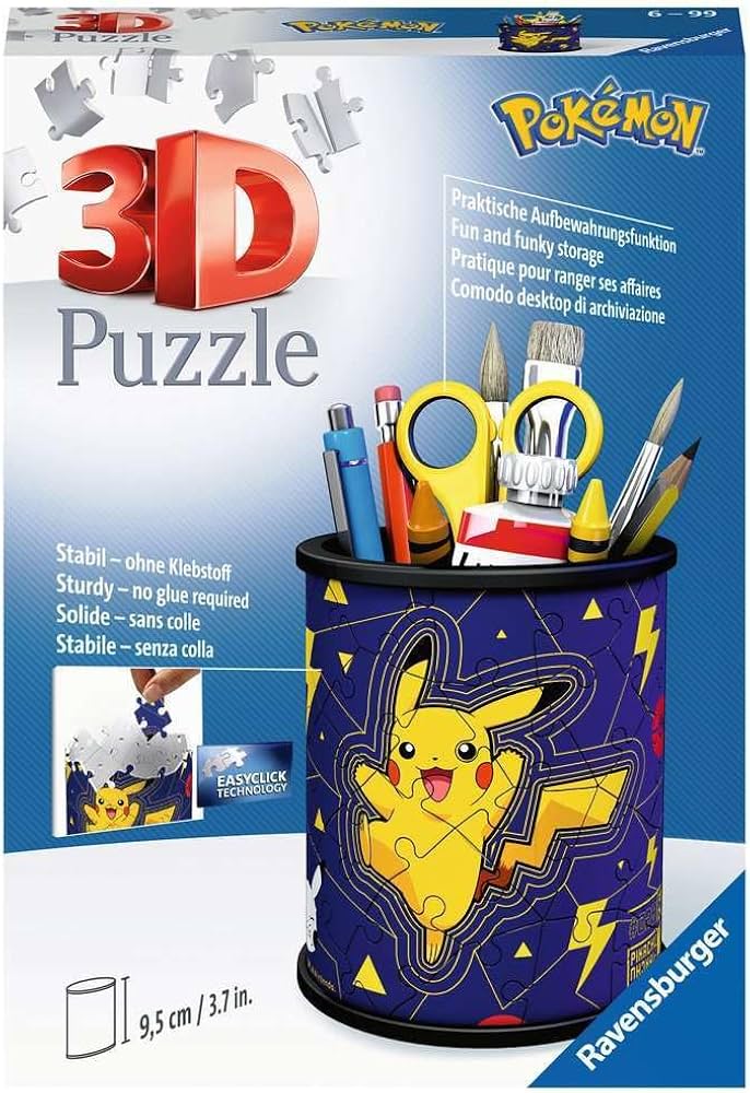 Ravensburger Pokémon 3D puzzle tolltartó – 57 darab – Pikachu gadget – ajándék 6 éves kortól