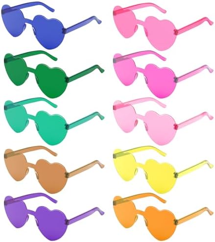 SUTOUG szívalakú party szemüveg – 7db – színes, vicces szemüveg gyerekeknek és felnőtteknek – buli kiegészítő fotózáshoz