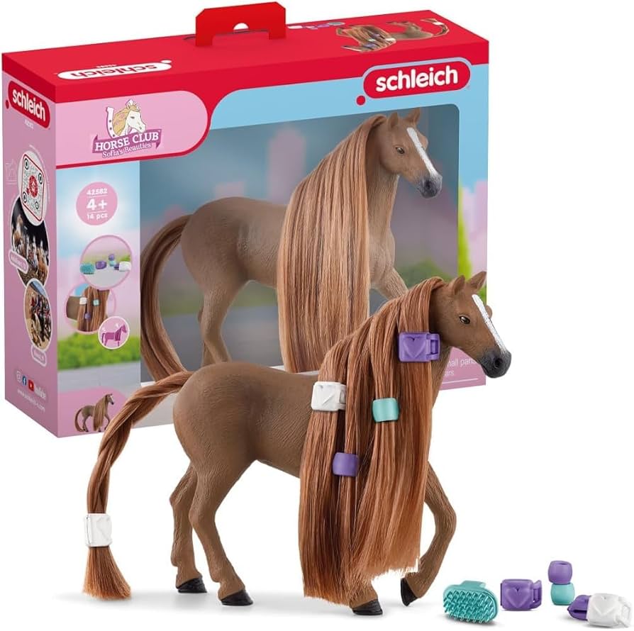 Schleich Horse Club Sofia's Beauties 42582 – angol telivér kanca játékszett – realisztikus ló sörénnyel + kiegészítők – 5+