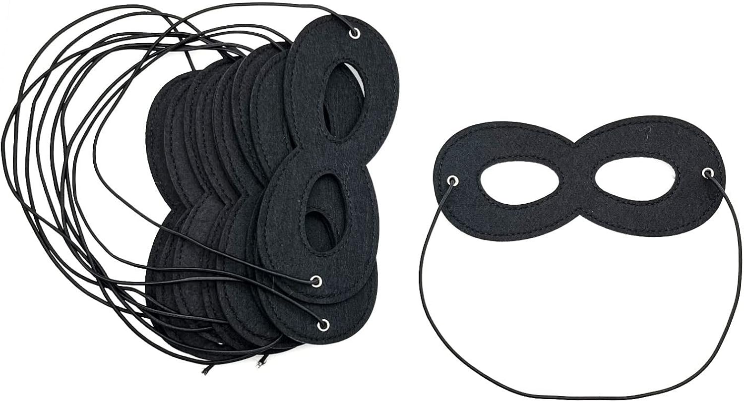 CCHAMP 10 db-os fekete filc szemmaszk – party és maszkabál jelmezekhez – bandita/nindzsa/szuperhős kiegészítő – Halloween