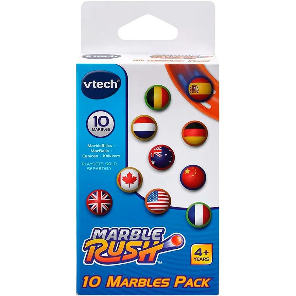VTech Marble Rush MarBalls – 10 db extra golyó minden Marble Rush pályához – országzászlókkal – 4–12 éveseknek